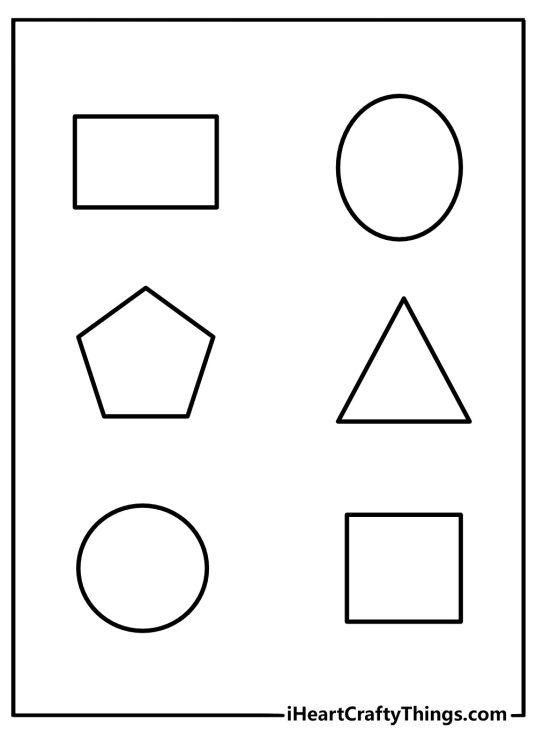 geometry coloring page basic shapes circle square triangle hexagon with line art for adults and kids pc