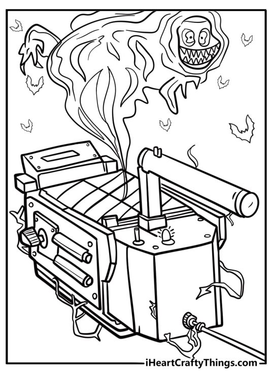 Ghost trap catching a spooky ghost fun coloring sheet