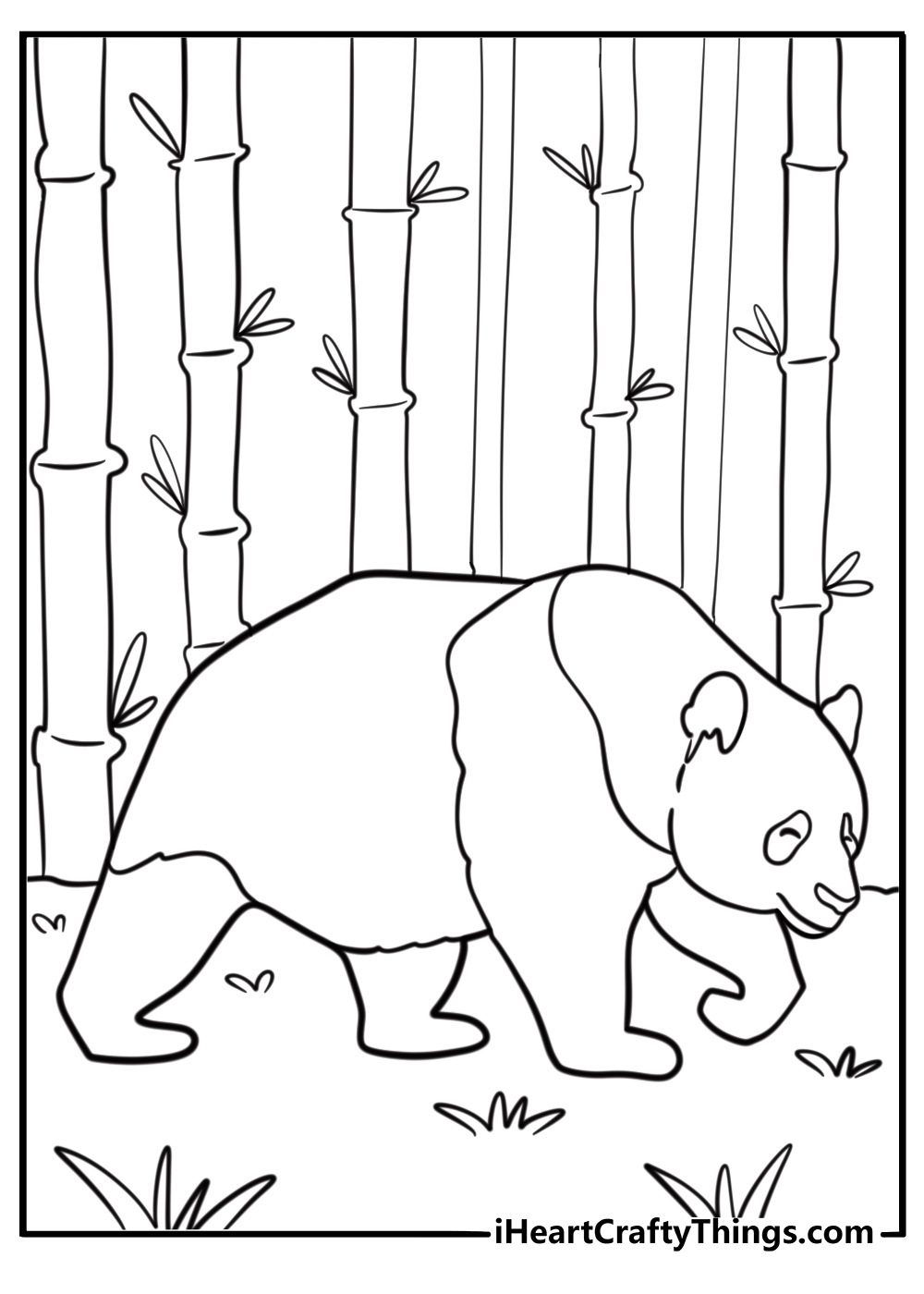 Giant panda in a chinese bamboo forest printable coloring sheet