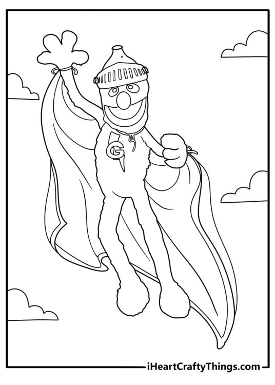grover flying as superhero fun sesame street coloring sheet for kids