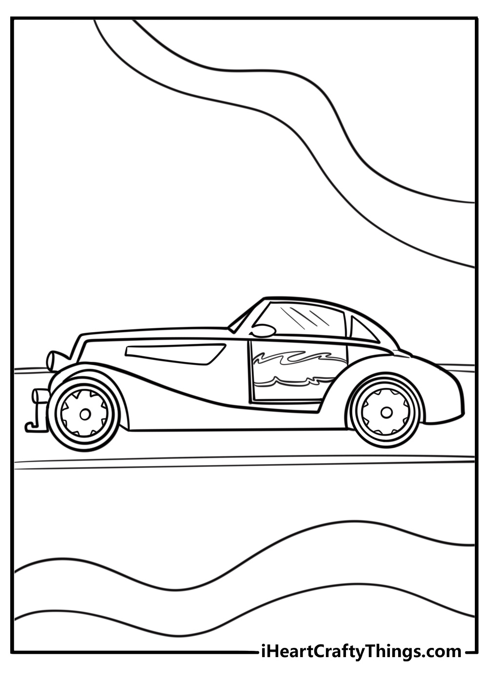 Hot wheels classic car with retro design detailed coloring sheet