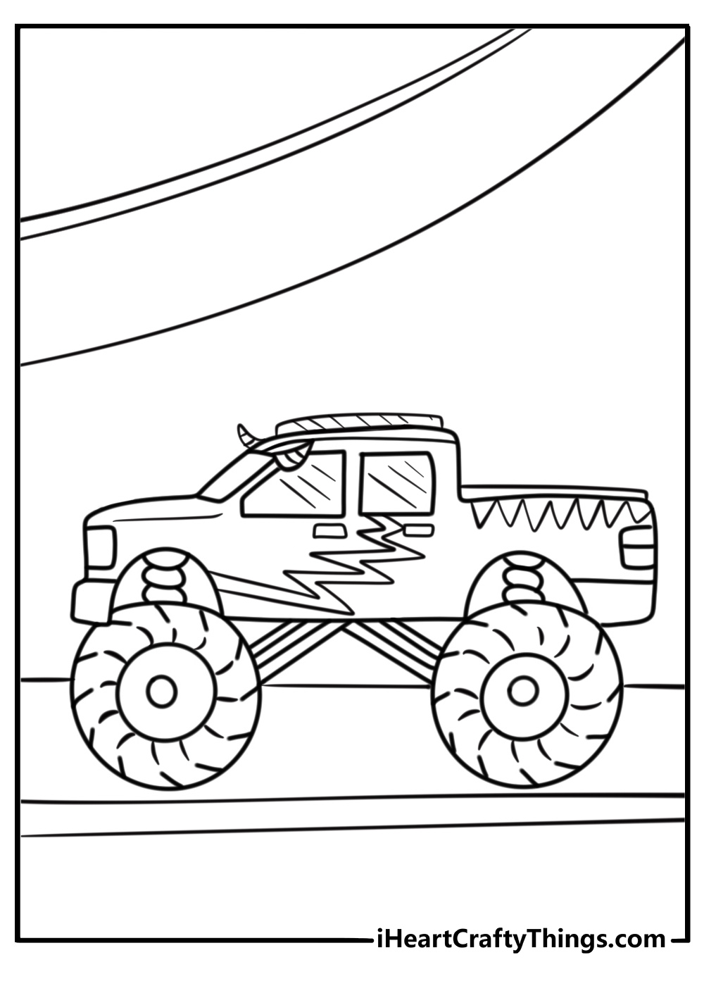 Hot wheels monster truck with giant wheels detailed coloring sheet