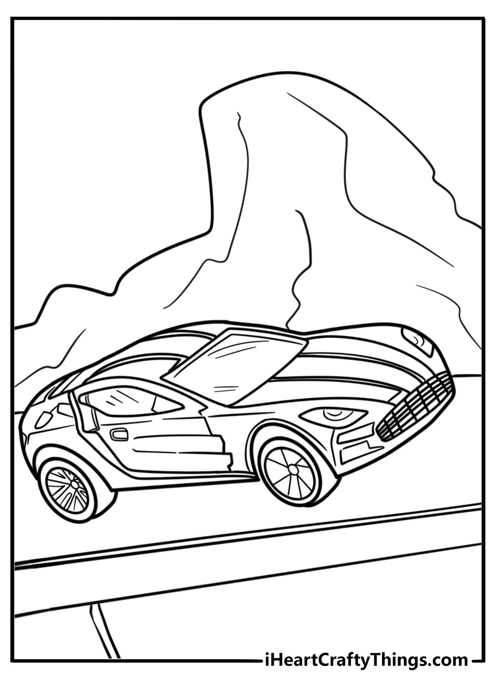 Hot wheels off road vehicle climbing a hill free coloring page pdf