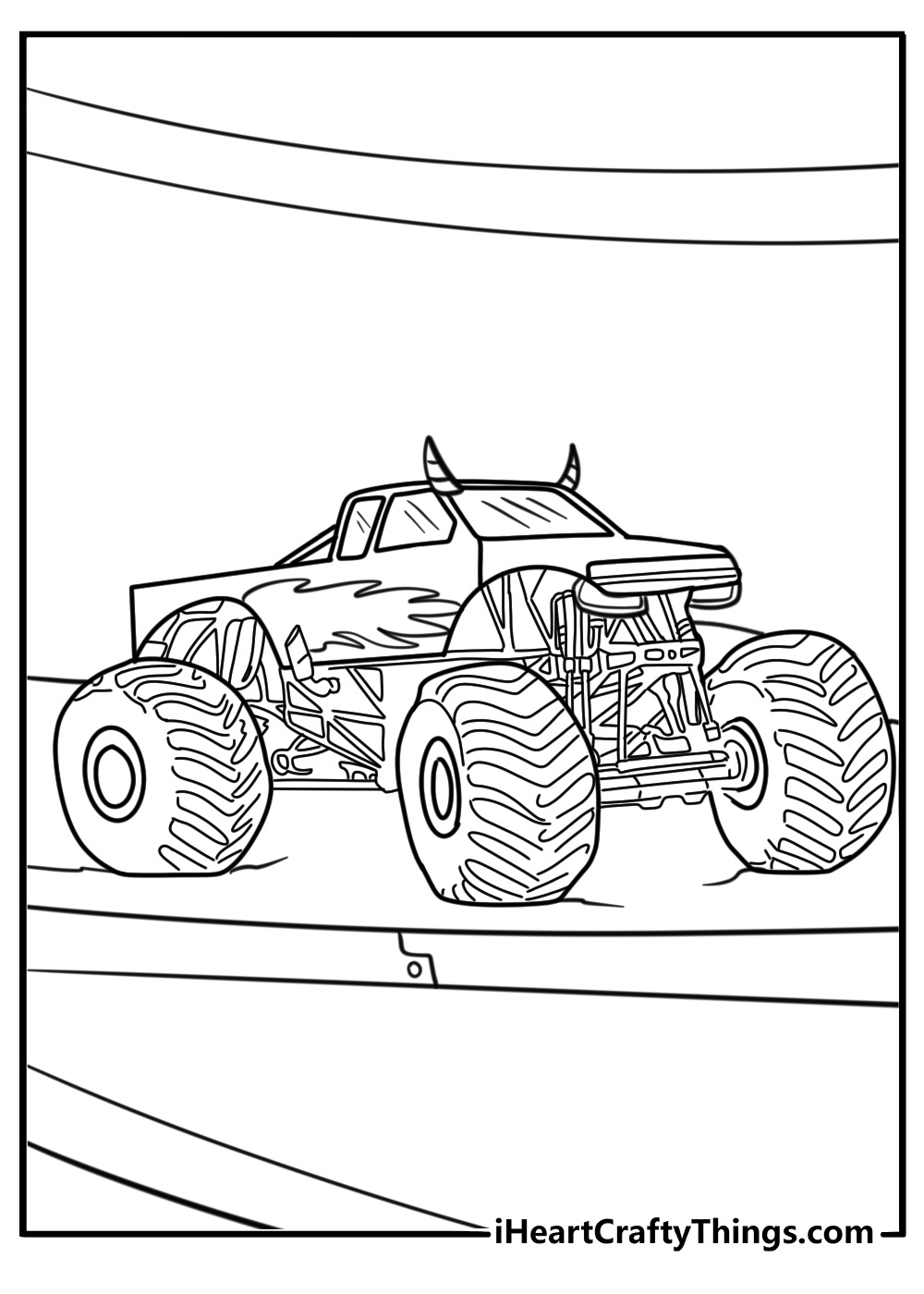 Hot wheels truck with oversized tires free printable coloring page