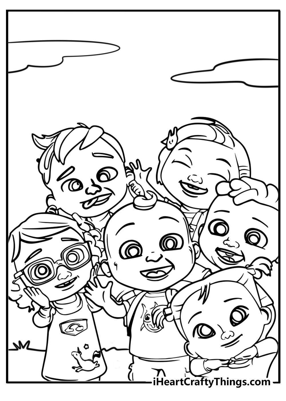 Jj and friends at the playground free coloring page for kids