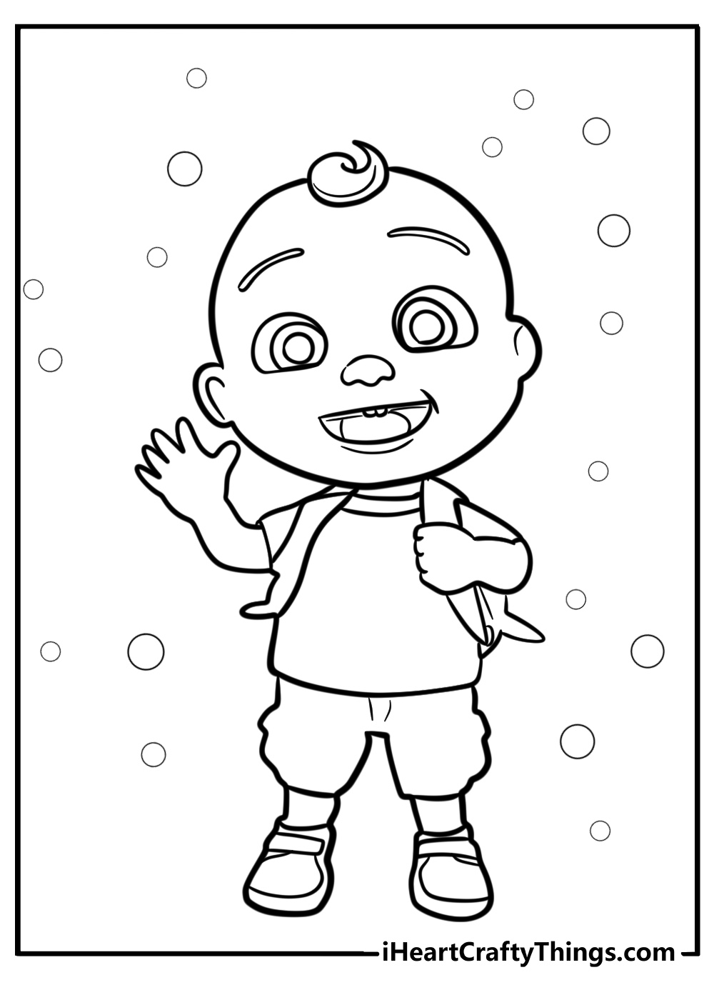 Jj smiling and waving fun cocomelon coloring sheet