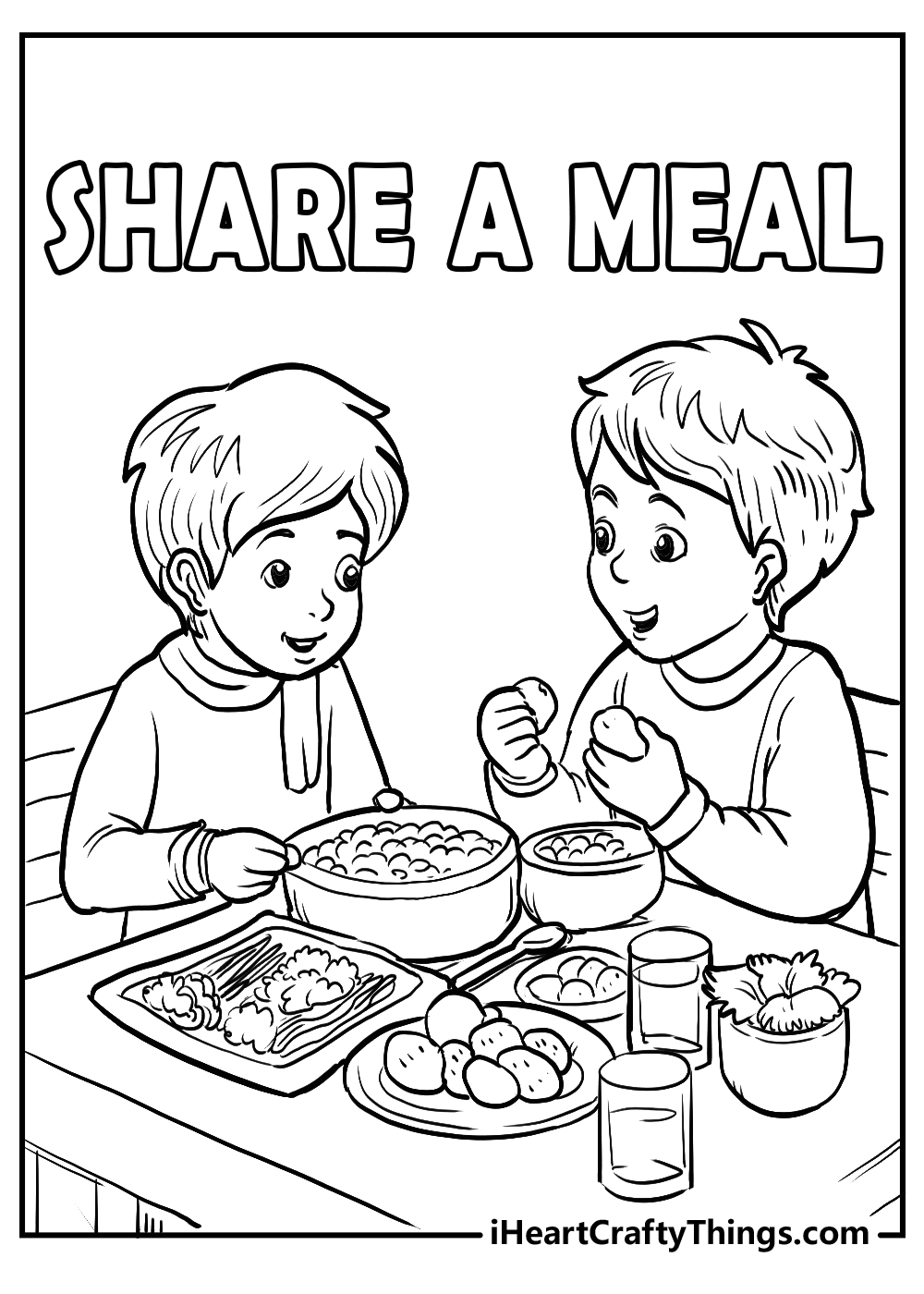 sharing meal coloring pages
