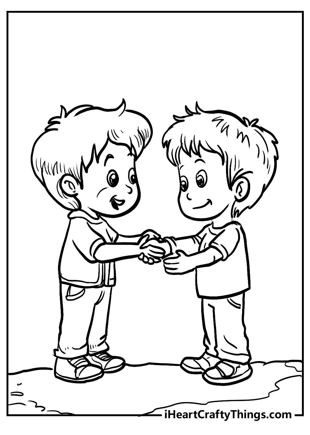 children holding hands coloring page