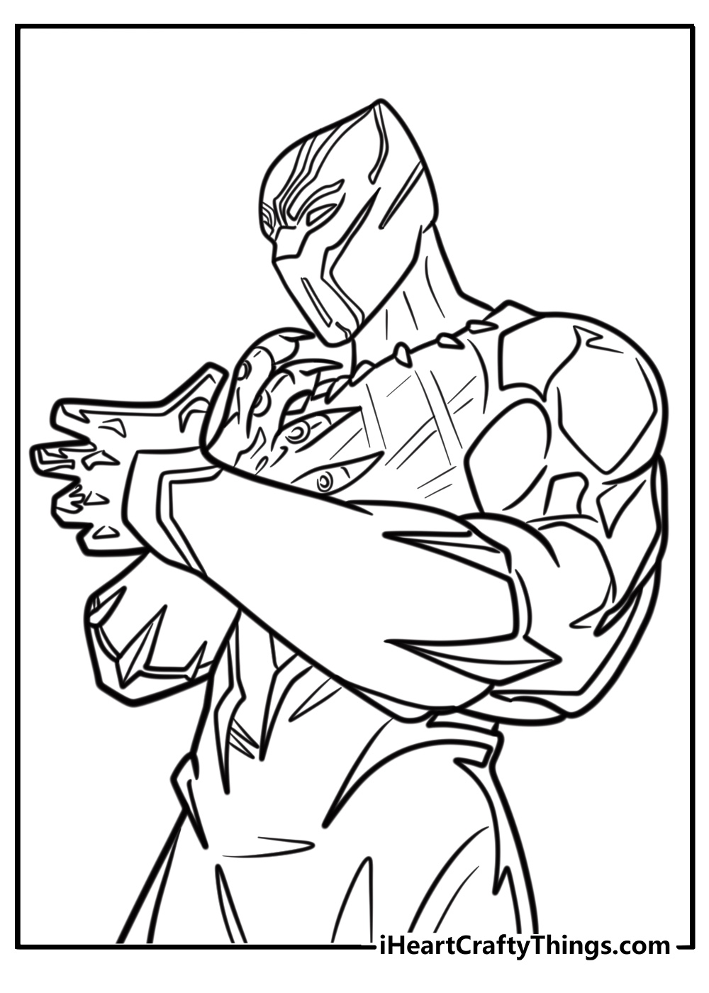 King tchalla in heroic stance easy coloring page