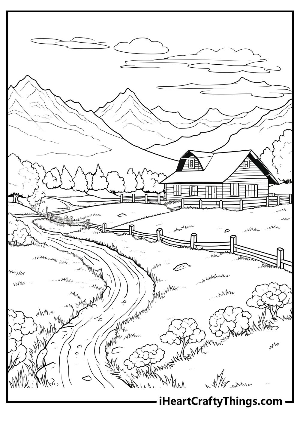 village landscape coloring pages