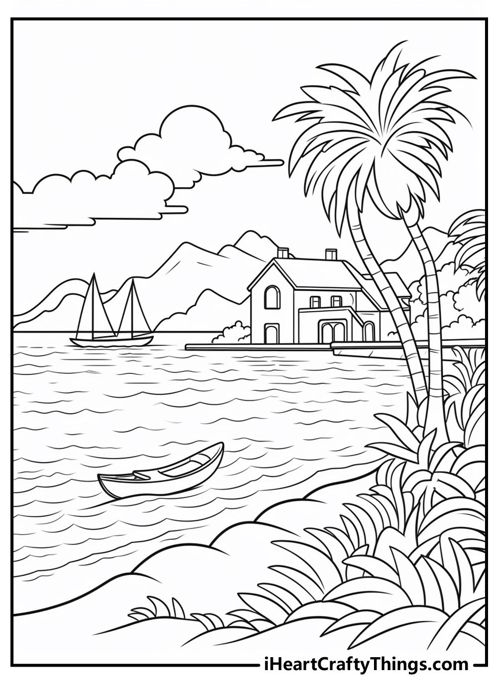 landscape coloring printable for kids