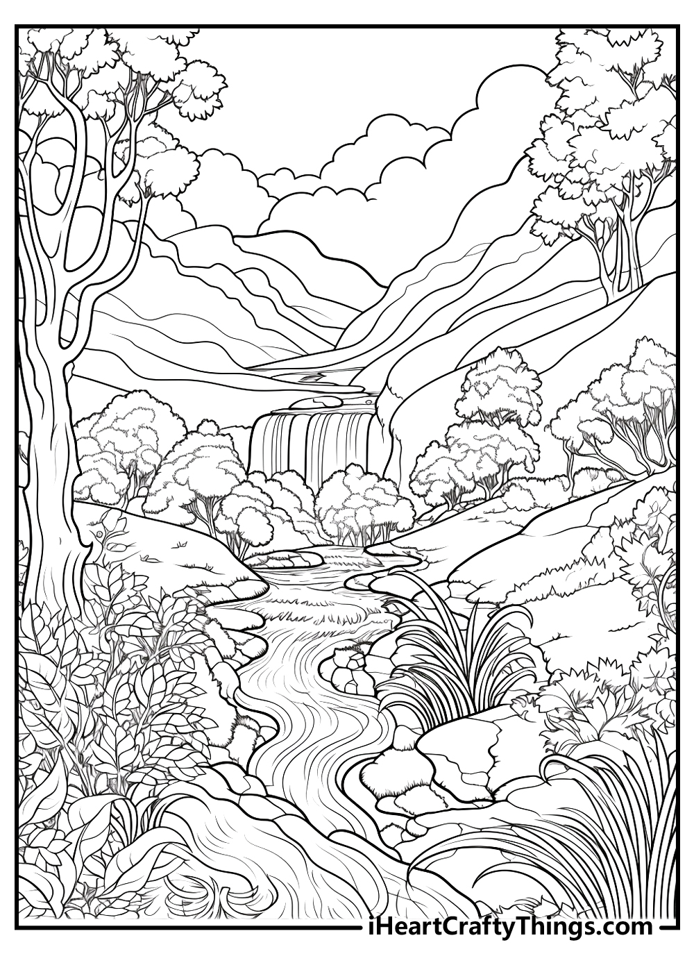 summer landscape coloring pages