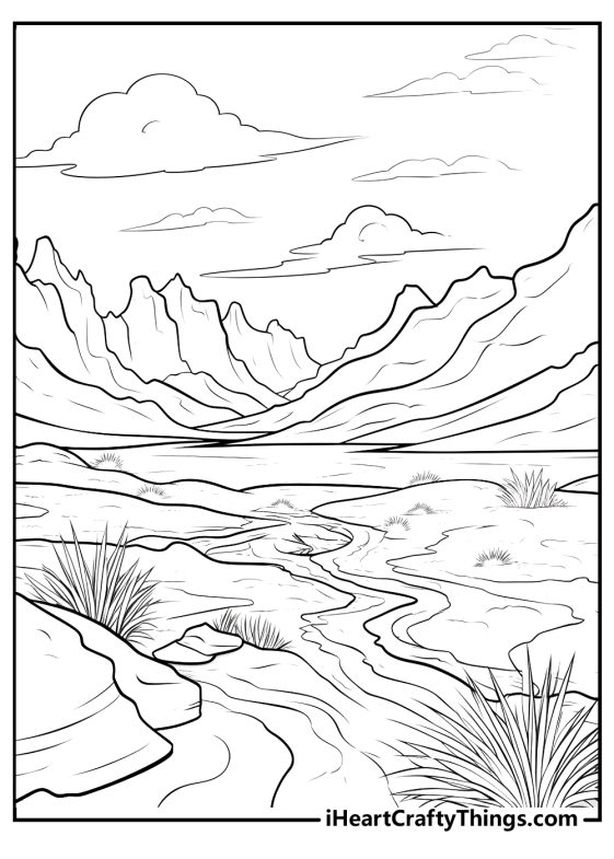 15 Easy Landscape Coloring Pages (100% Free Printable PDFs)