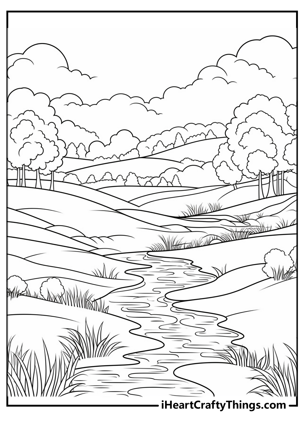 black-and-white landscape coloring pages