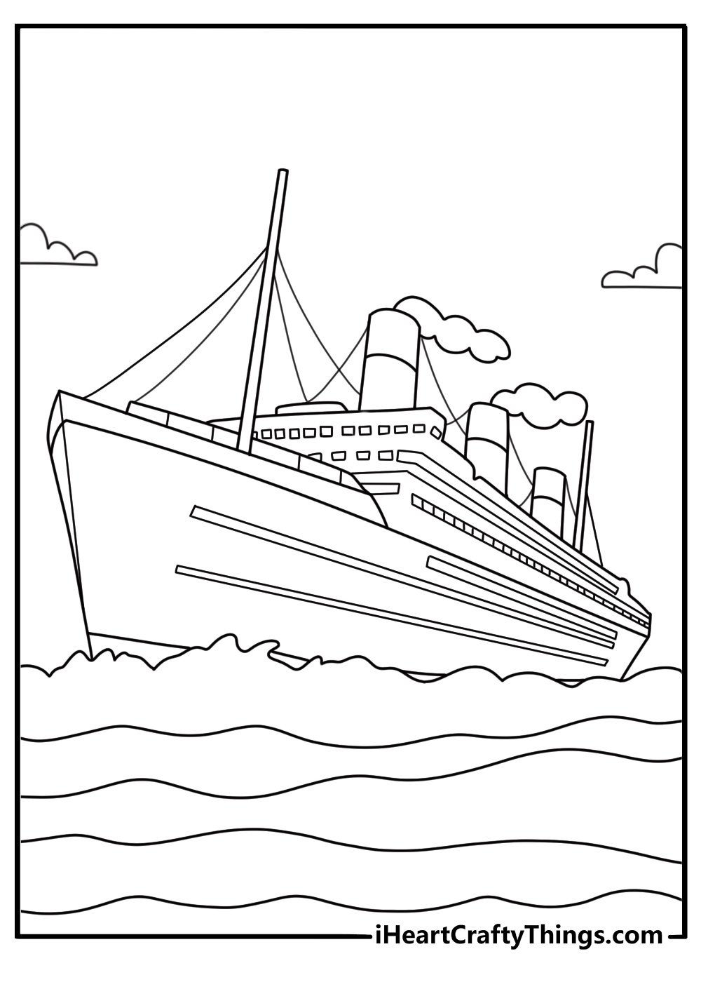 large ship propeller fills this detailed titanic coloring sheet