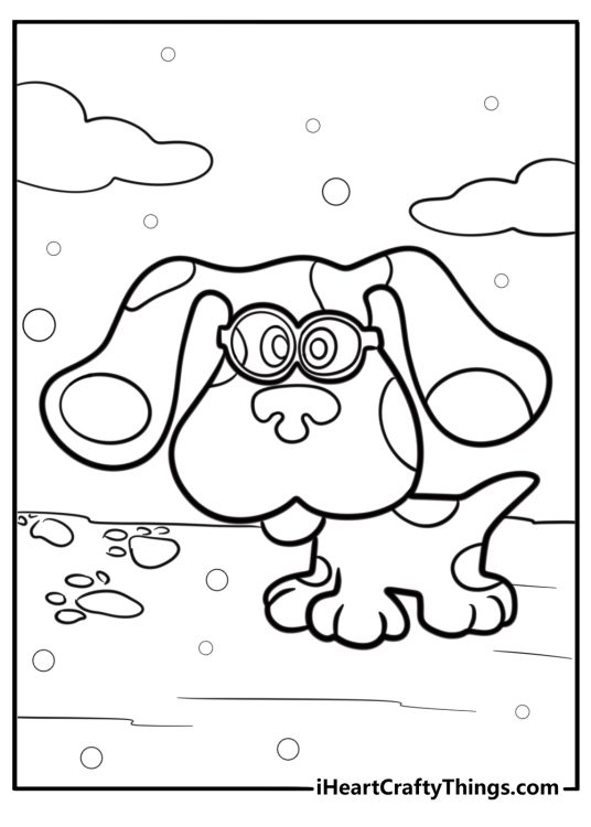 Magenta finding a paw print clue free coloring page pdf