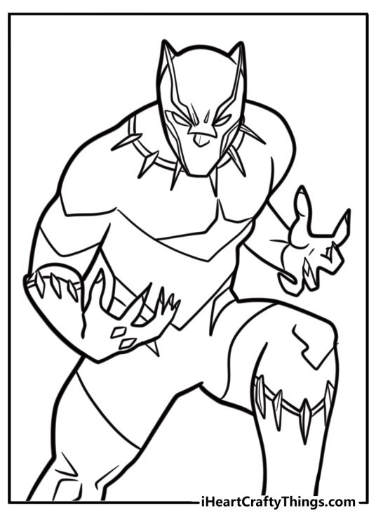Marvel black panther standing strong free coloring page