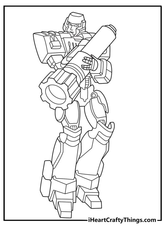 megatron raising his fusion cannon a detailed printable meant for adults