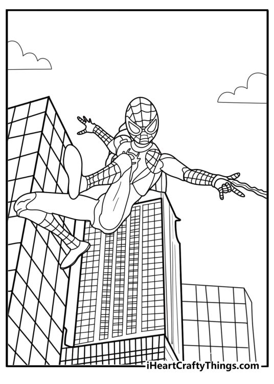 miles morales using web shooters coloring page