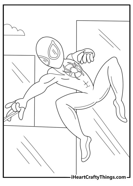 miles morales with spider symbol focus coloring page