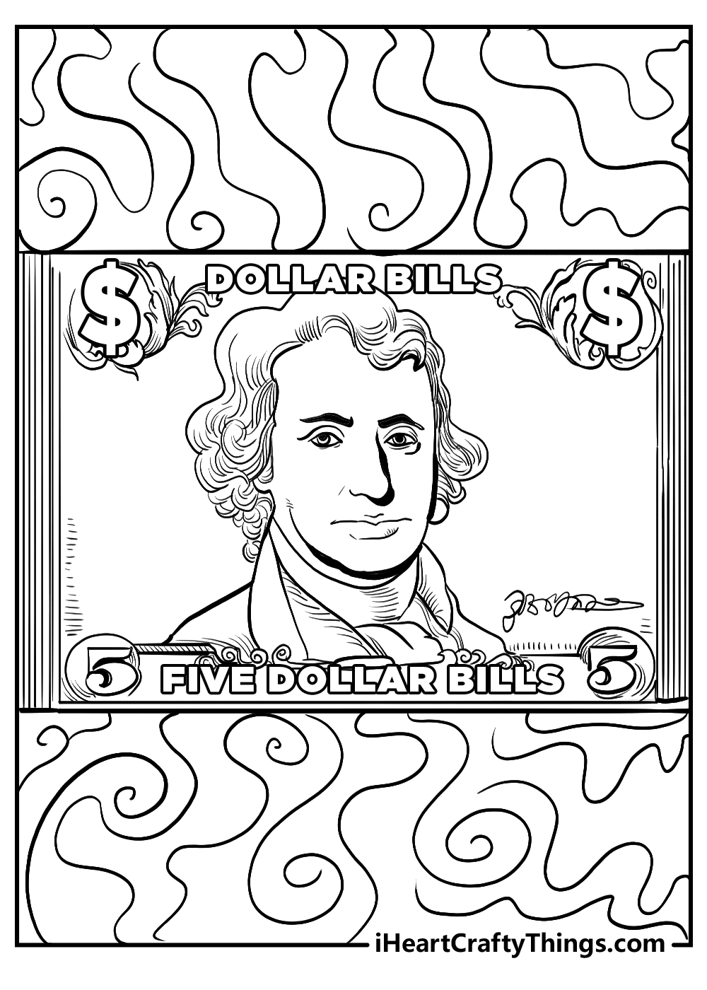 dollar coloring pages