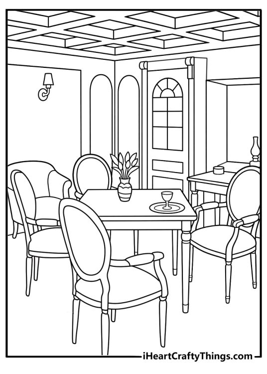 printable titanic page featuring a first lounge with comfortable chairs