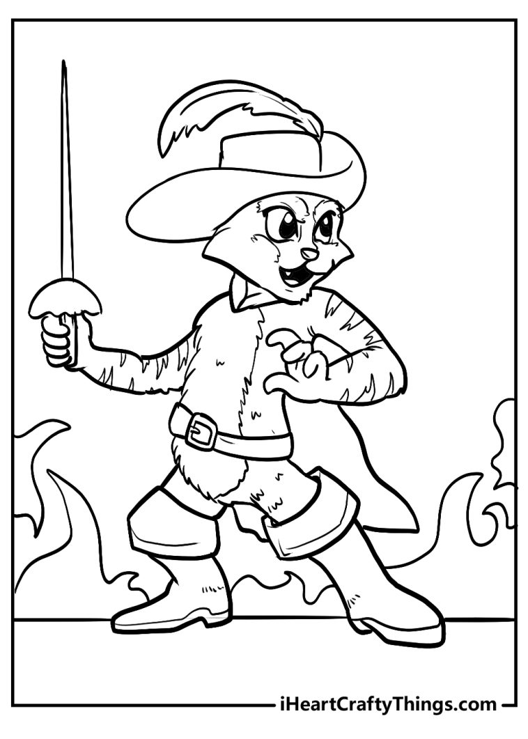 cartoon puss in boots coloring pages for kids