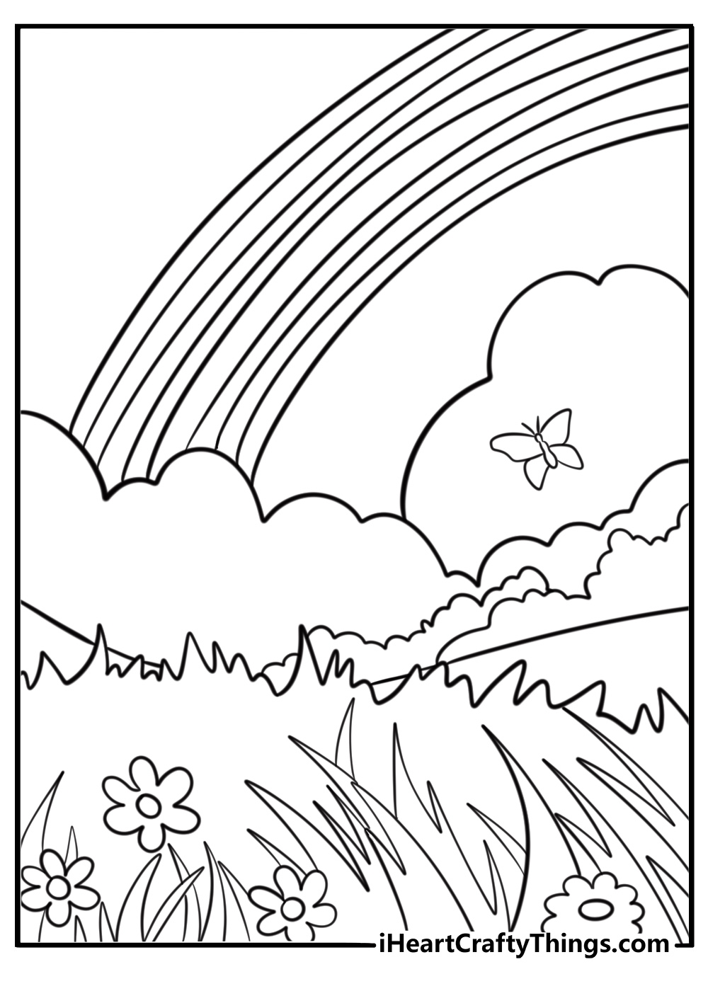  Rainbow after the rain printable April coloring page