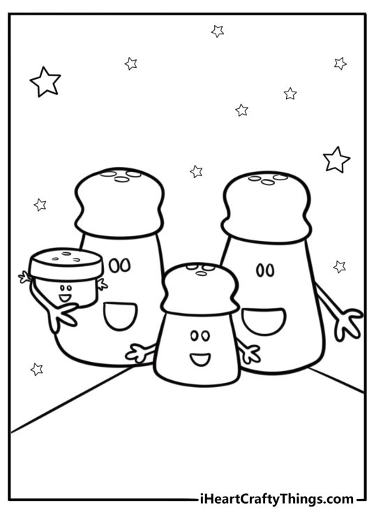 Salt and pepper with their kids fun coloring sheet