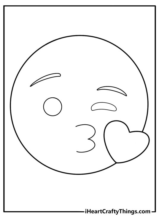 simple printable sheet with emoji blowing a kiss