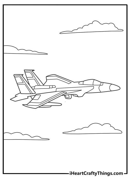 starscream cutting through the clouds in jet mode a coloring sheet in pdf form