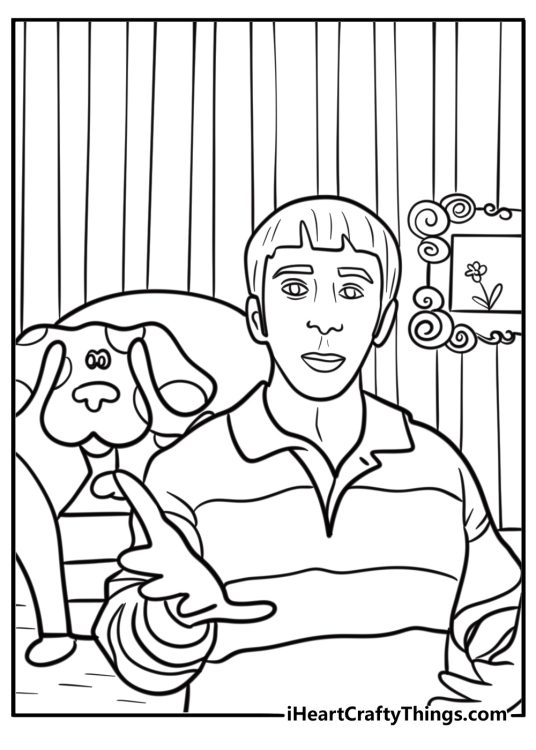 Steve and blue solving a clue coloring page