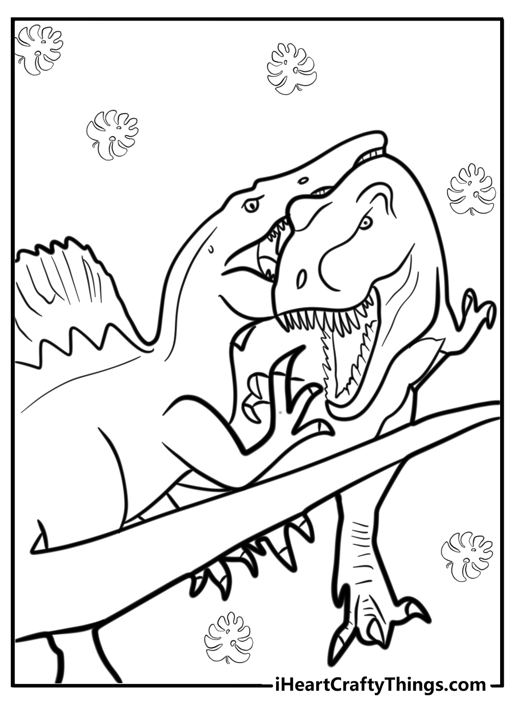 T-rex fighting coloring pages