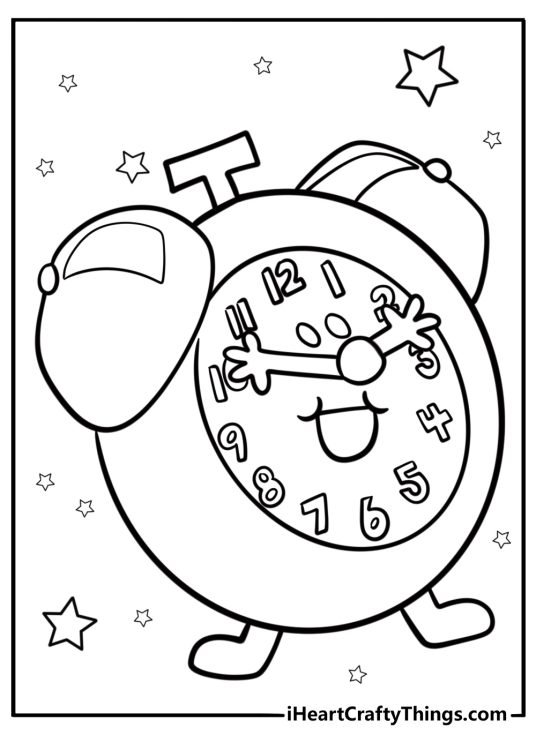 Tickety tock with a big smile detailed coloring sheet