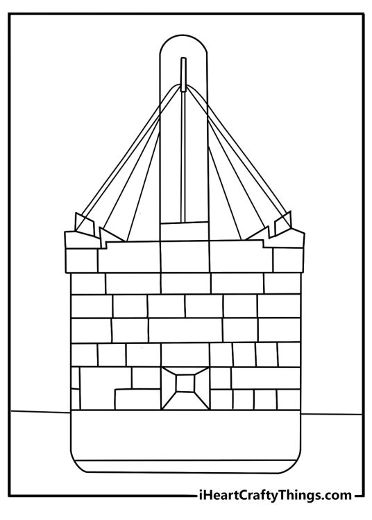 titanic coloring page showing a cross section of the giant ocean liner