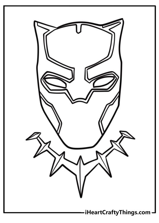 Tribal style black panther symbol simple coloring page
