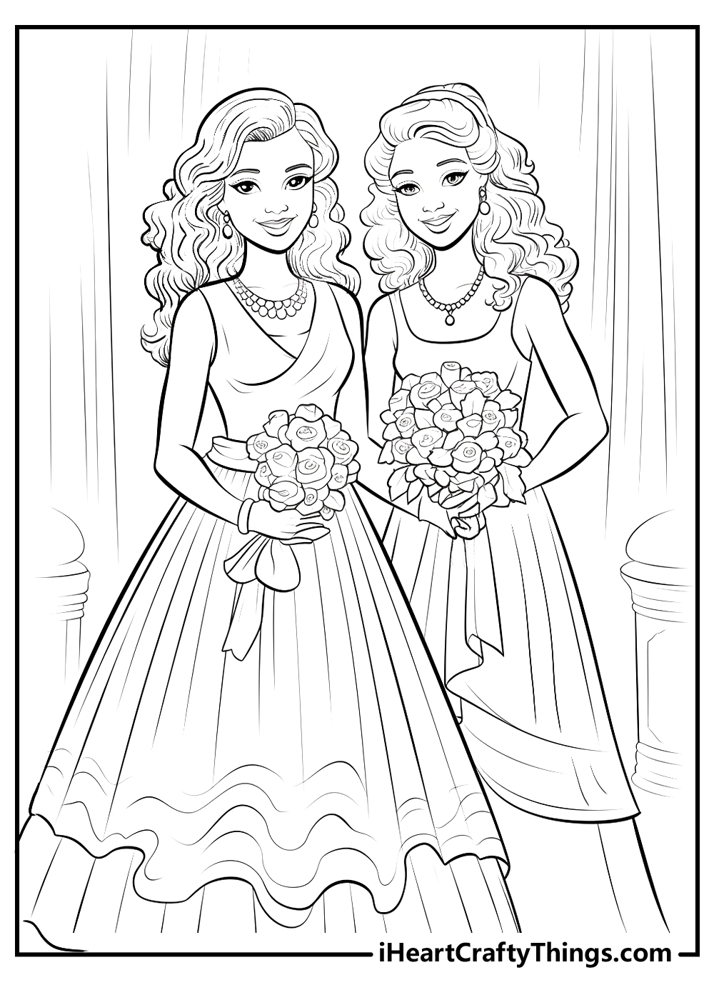 wedding dress coloring printable