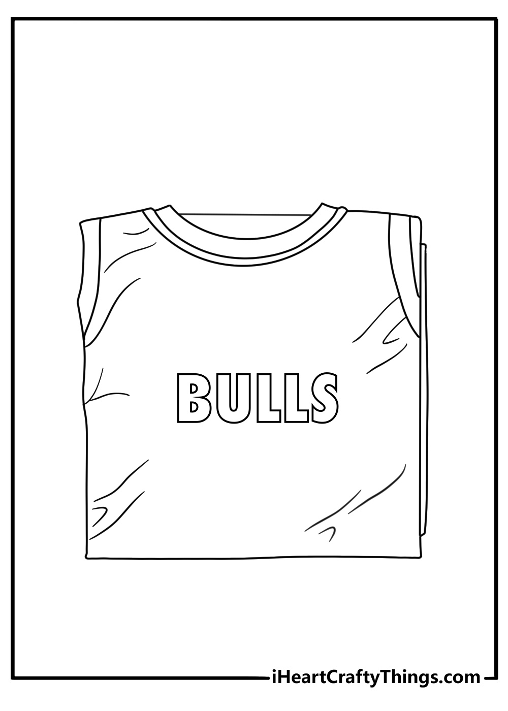 A basketball rests beside a folded Bulls jersey in this easy coloring page