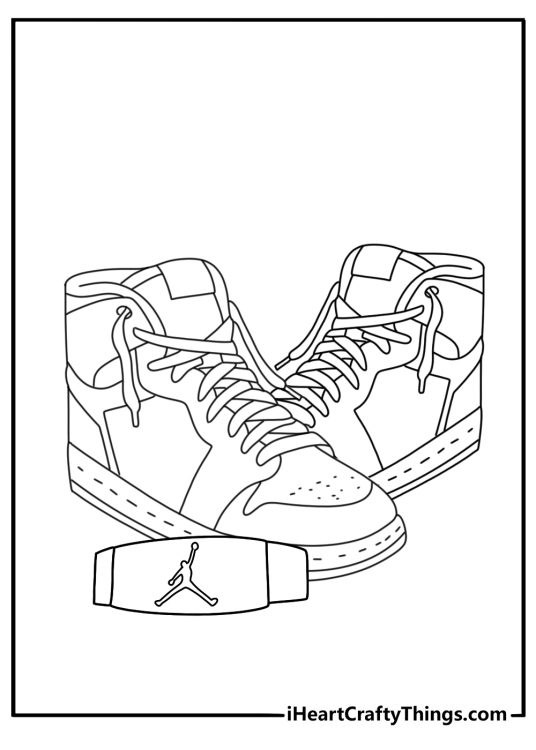 A close view of basketball shoes and wristbands makes a simple printable