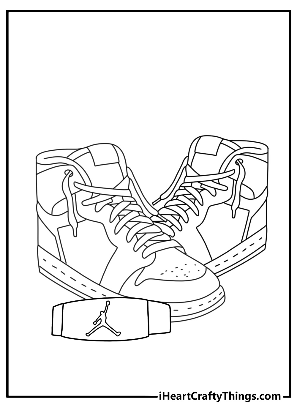 A close view of basketball shoes and wristbands makes a simple printable