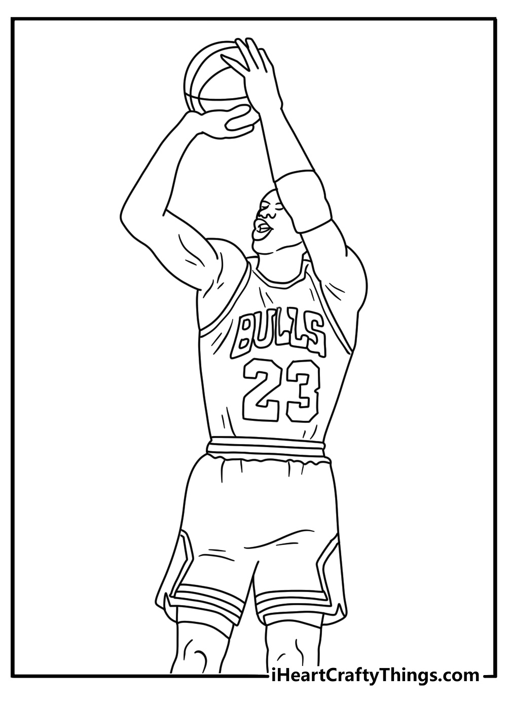 A game winning jumper fills this free Michael Jordan coloring page