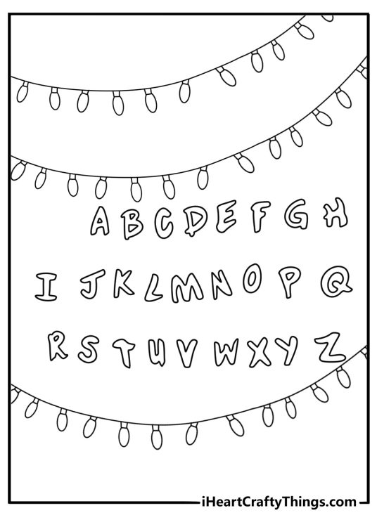 Alphabet lights on living room wall spelling run eerie printable coloring sheet pdf
