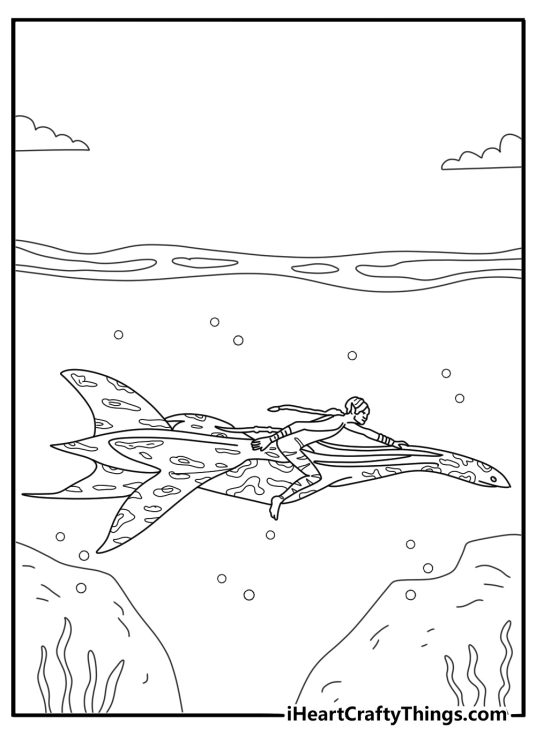 Avatar coloring pages free with bioluminescent river flowing through rocks