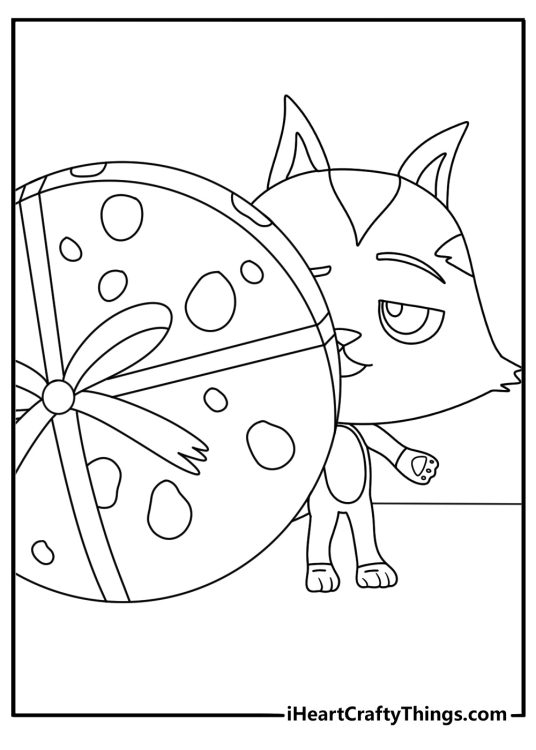 CatRat rolling cheese wheel across kitchen floor fun coloring printable