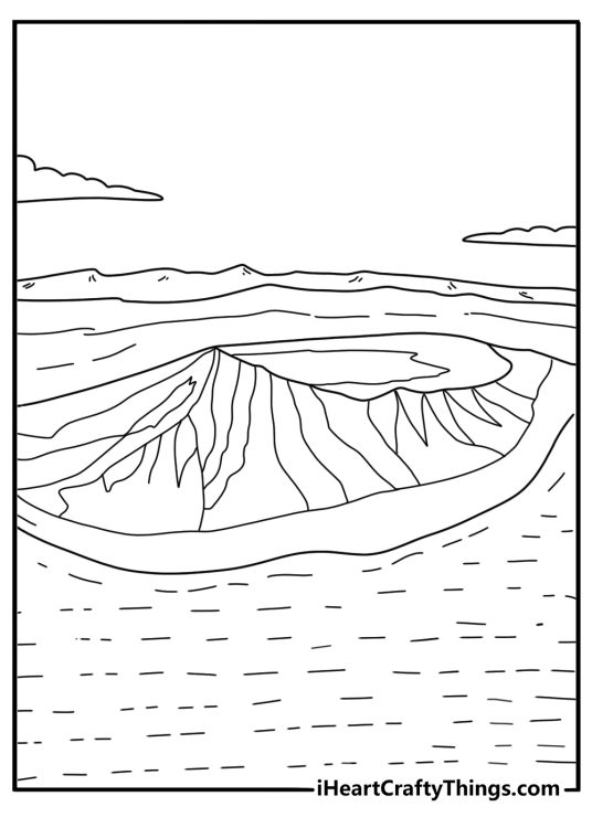 Diamond Head crater skyline easy Hawaii coloring page PDF download