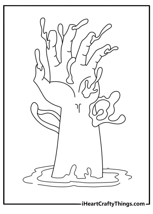 Easy Venom coloring page with a symbiote hand reaching from a puddle