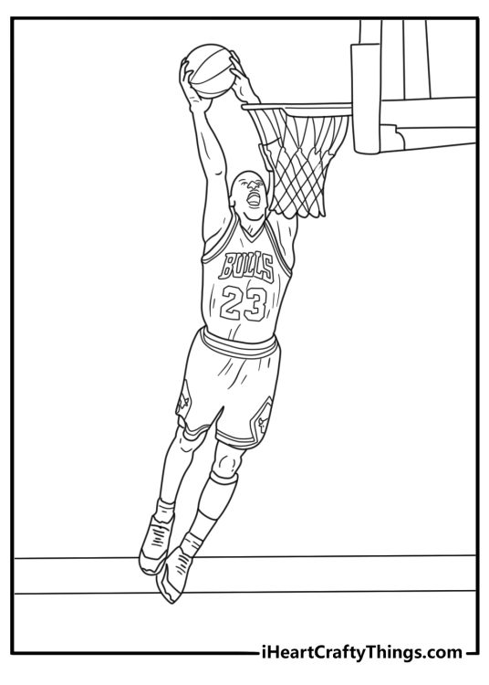 Free Michael Jordan printable showing a basketball court with his initials