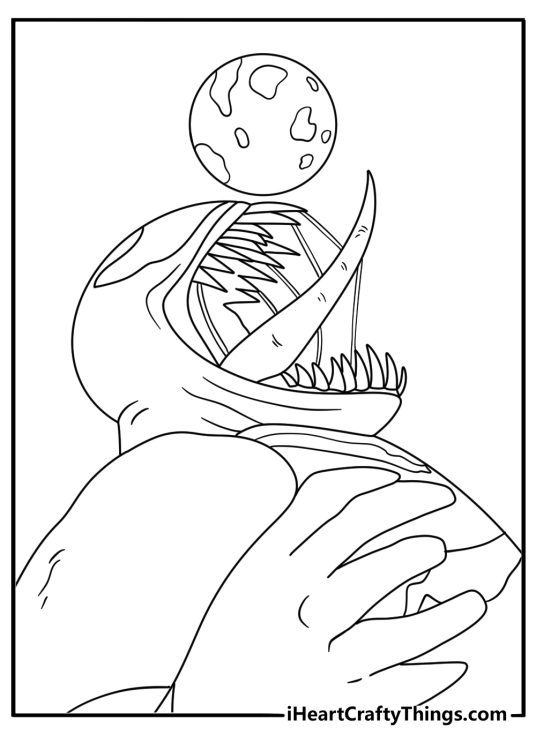Free Venom coloring page with Venom roaring under the moon