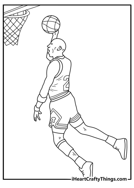 Free basketball printable featuring Jordan at the foul line