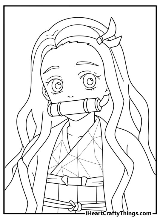 Her pink eyes and bamboo muzzle fill this detailed portrait coloring page